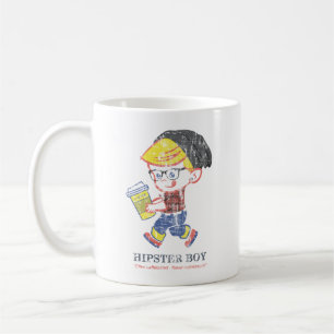 Hipster Boy bekümmert Vintage Parody-Illustration Kaffeetasse