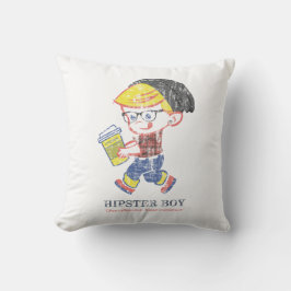 Hipster Boy bekümmert Vintage Parody-Illustration Kissen