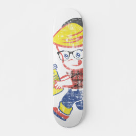 Hipster Boy bekümmert Vintage Parody-Illustration Skateboard