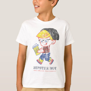 Hipster Boy bekümmert Vintage Parody-Illustration T-Shirt
