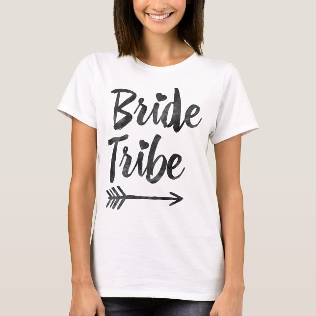 Hipster Bridesmaids Bride Tribe Script Arrow T-Shirt (Vorderseite)