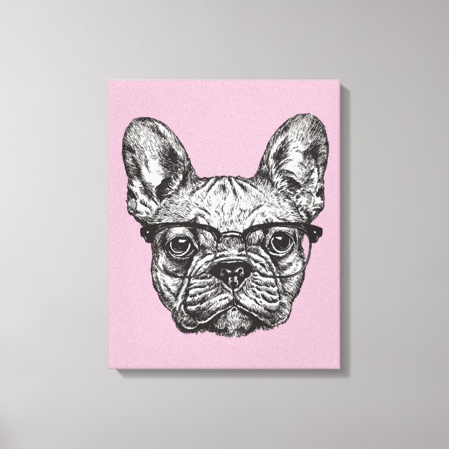 Hipster Bulldog Leinwanddruck (Vorderseite)
