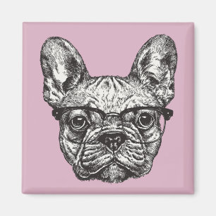Hipster Bulldog Magnet
