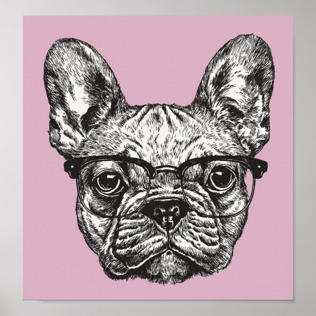 Hipster Bulldog Poster (Vorne)