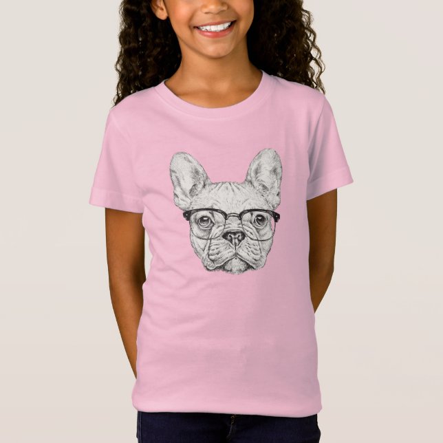 Hipster-Bulldogge T-Shirt (Vorderseite)