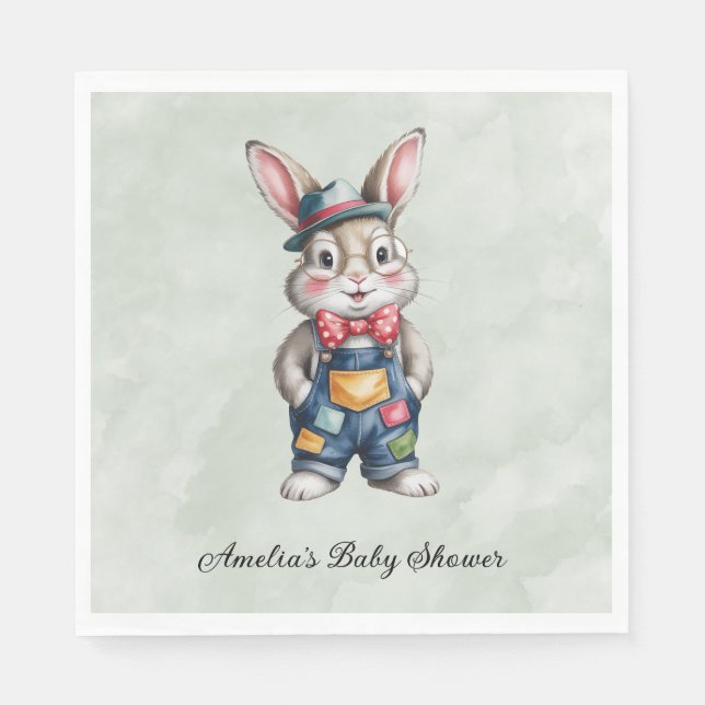 Hipster Bunny Boy Baby Shower Serviette (Vorderseite)
