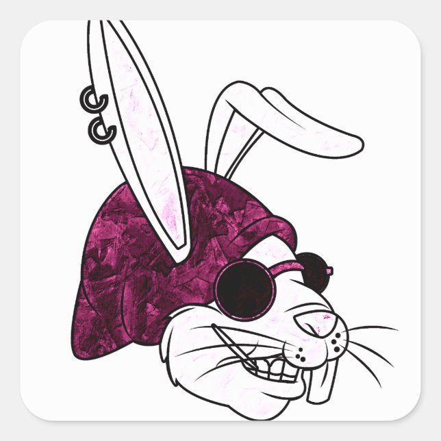 Hipster Bunny Quadratischer Aufkleber (Vorderseite)