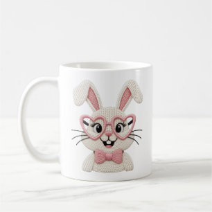 Hipster Bunny Rosa Herzbrille Fliege Kaffeetasse