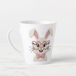 Hipster Bunny rosa Herzbrille Fliege Milchtasse