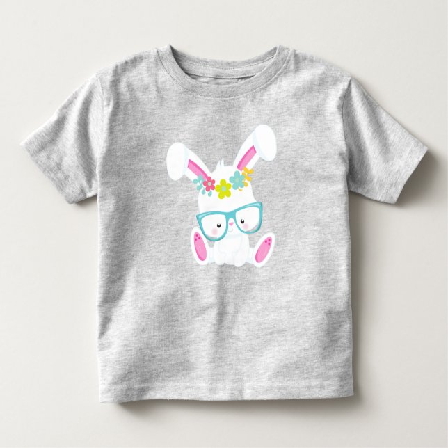 Hipster Bunny, sonnig mit Brille, Kaninchen, Blume Kleinkind T-shirt (Vorderseite)