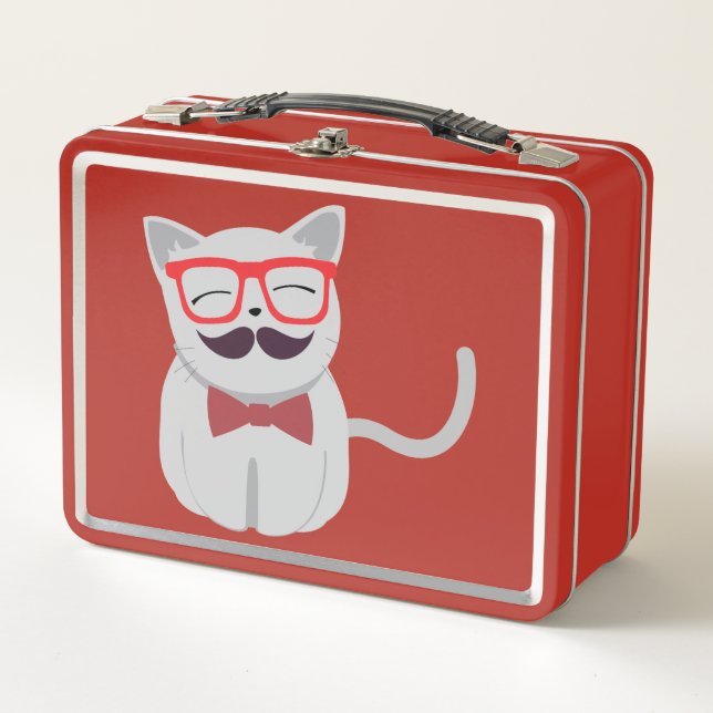 Hipster Cat Metall Brotdose (Vorderseite)