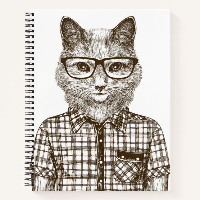 Hipster Cat Notizbuch (Vorderseite)