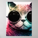 Hipster Cat Pop Art Poster<br><div class="desc">Diese coole Katze des Hipsters wird jedes Zimmer aufheitern.</div>