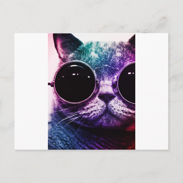 Hipster Cat Pop Art Postkarte (Vorderseite)