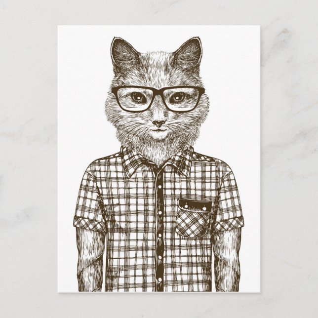 Hipster Cat Postkarte (Vorderseite)