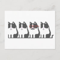 Hipster Cat Stehend Out Pixel Art Postcard