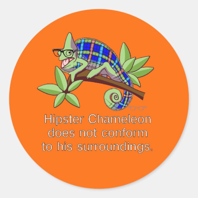 Hipster Chameleon Sticker (Vorderseite)