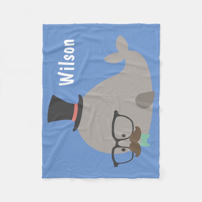 Hipster Cool Whale Baby Boy Fleecedecke (Vorderseite)