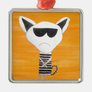 Hipster cooler Cartoon Silbernes Ornament