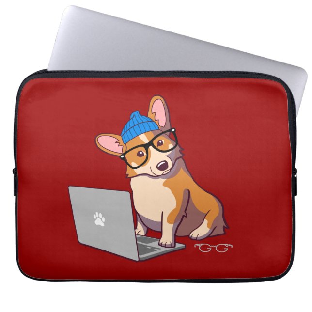 Hipster Corgi 2 (ohne Text) Laptopschutzhülle (Vorderseite)