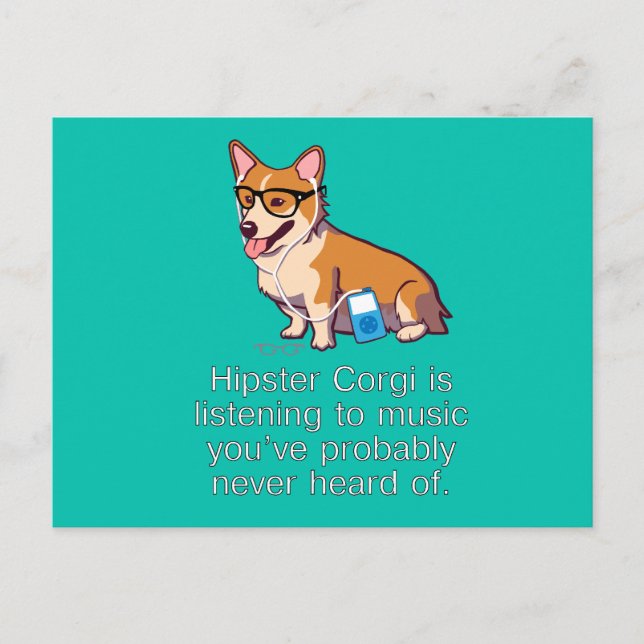 Hipster Corgi Post Card Postkarte (Vorderseite)