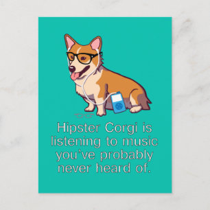 Hipster Corgi Postcard Postkarte