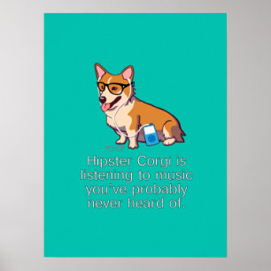 Hipster Corgi Poster