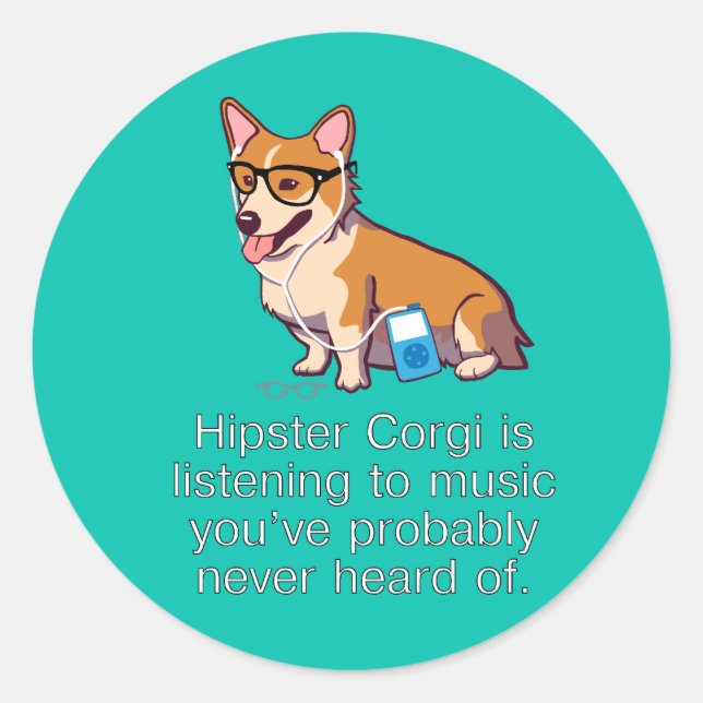 Hipster Corgi Stickers (Vorderseite)