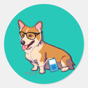 Hipster Corgi Stickers