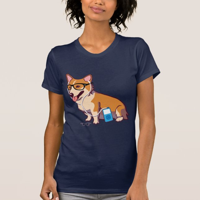 Hipster Corgi T - Shirt (ohne Text) (Vorderseite)