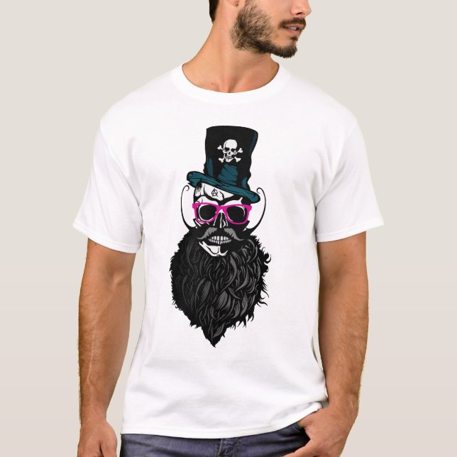 Hipster Crane Bartbart Schnurrbart T-Shirt (Vorderseite)