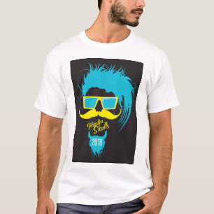 Hipster Crane Skull Logo Schnurrbart Ba T-Shirt