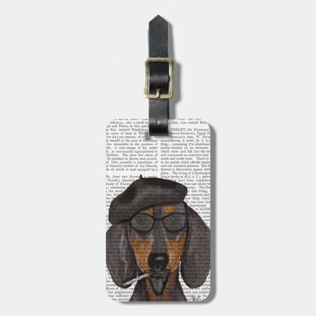 Hipster Dackel Black und Tan Gepäckanhänger (Vorderseite vertikal)