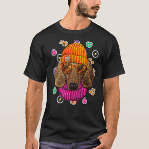 Hipster Dackel Geek Nerd Glasses Dog Liebe Frieden T-Shirt