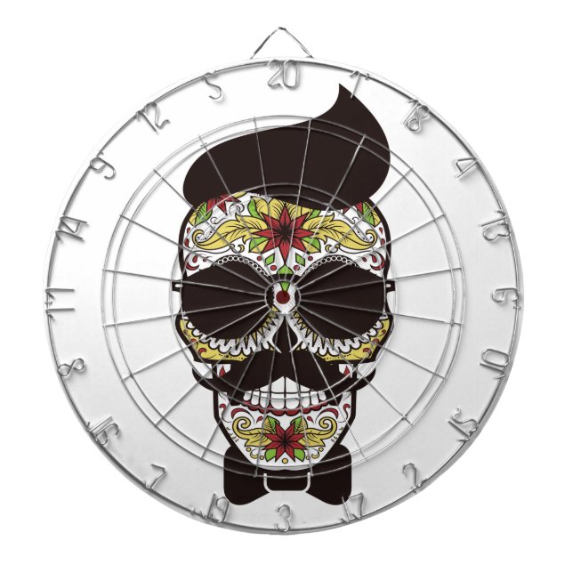 Hipster Day of the Dead Skull Dartscheibe (vorne)