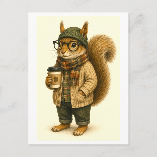 Hipster-Eichhörnchen-Postkarte Postkarte (Vorderseite)
