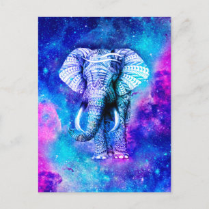 Hipster-Elefant-Nebelraum Postkarte
