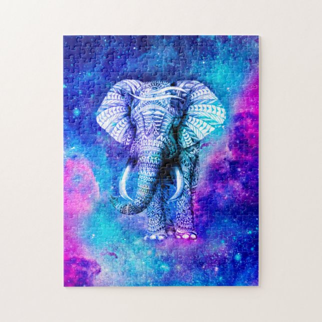 Hipster Elephant Nebula Space Puzzle (Vertikal)