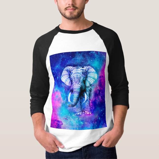 Hipster Elephant Nebula Space T-Shirt (Vorderseite)