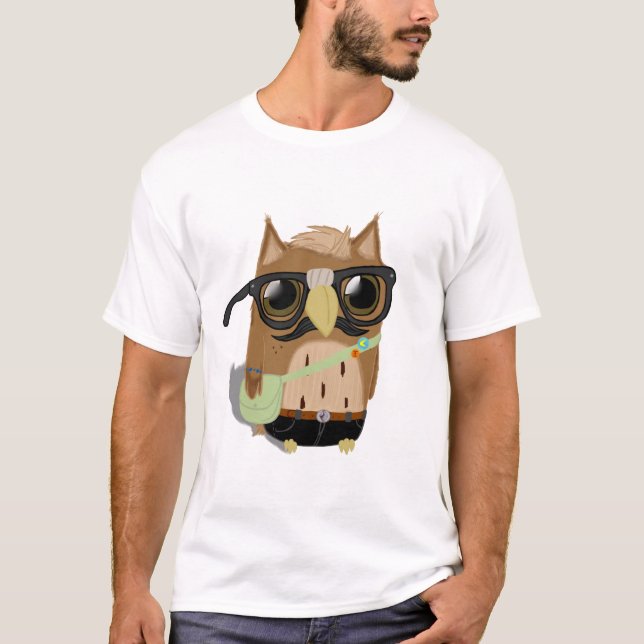 Hipster-Eulen-T - Shirt (Vorderseite)