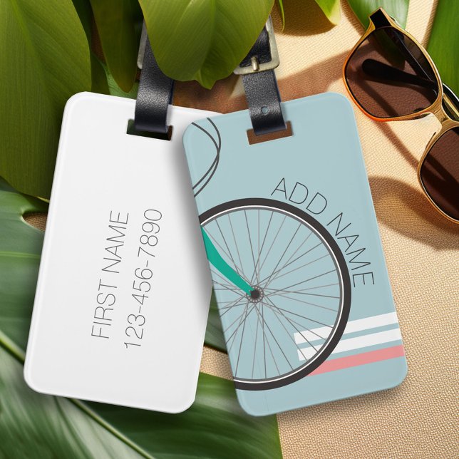 Hipster Fahrrad mit Individuelle Name Gepäckanhänger (Custom Luggage Tag)