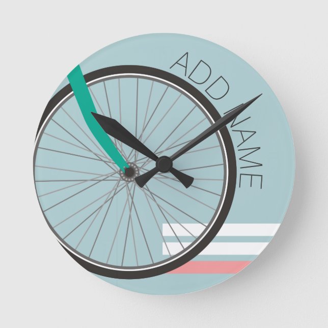 Hipster Fahrrad mit Individuelle Name Runde Wanduhr (Vorderseite)