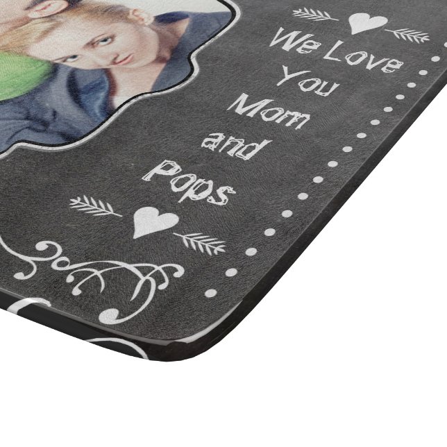 Hipster Family Foto Chalkboard Wir Liebe SIE Schneidebrett (Ecke)