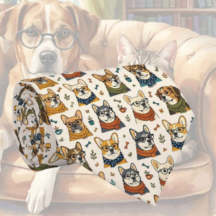 Hipster Faux Seide   Stylischer Hund Gentleman's Krawatte