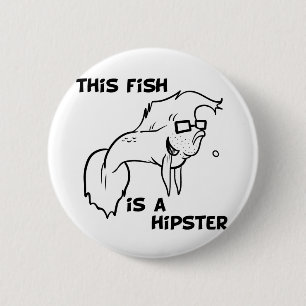 Hipster-Fische Button