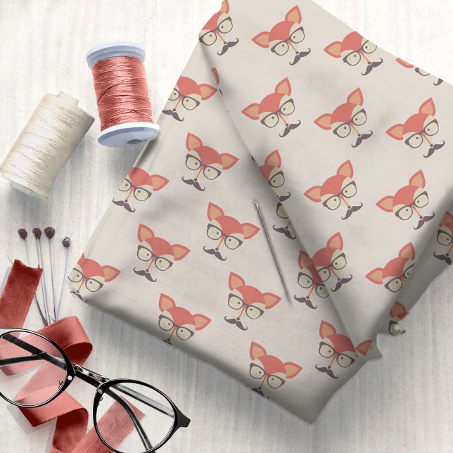 Hipster Fox, Glasses und Mustache ID1073 Stoff (Von Creator hochgeladen)