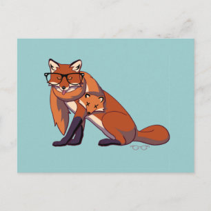 Hipster Fox (ohne Text) Postkarte