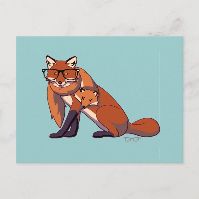Hipster Fox (ohne Text) Postkarte (Vorderseite)