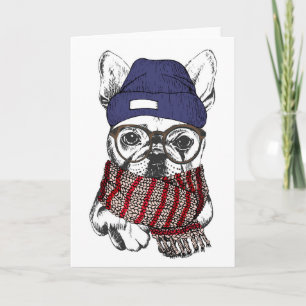 Hipster Französischer Bull-Hund Karte