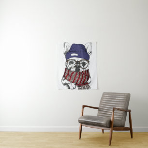 Hipster Französischer Bull-Hund Wandteppich